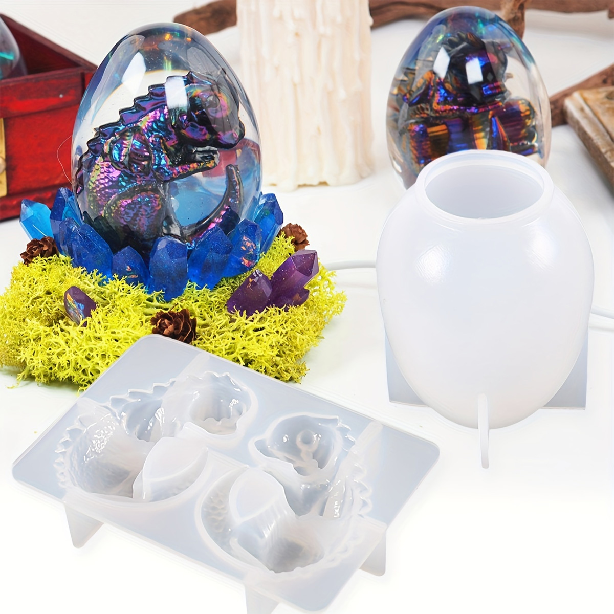 Candle Making Kits - Silikon Ejderha Yumurta Kalıpları, 2 Parçalı