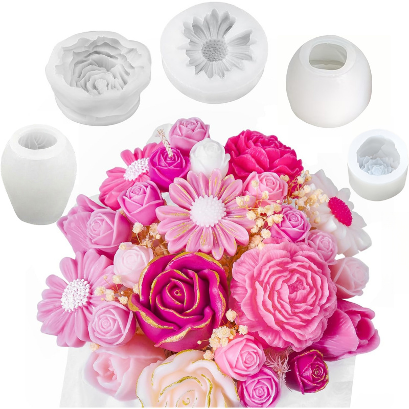 5 Çiçekli Mum Kalıp Seti, 3D Ç - Candle Making Kits incelemesi ve fiyatı